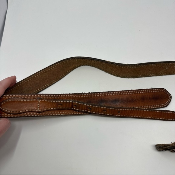 Brushy Creek men's western Brown tooled‎ leather belt size 36 Double Keeper - Picture 2 of 6